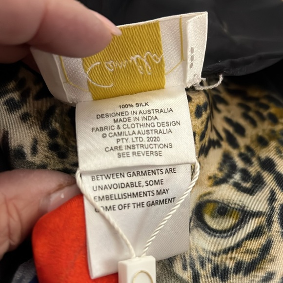 Camilla Silk Lion Large embellished Black Silk Scarf - Picture 5 of 5